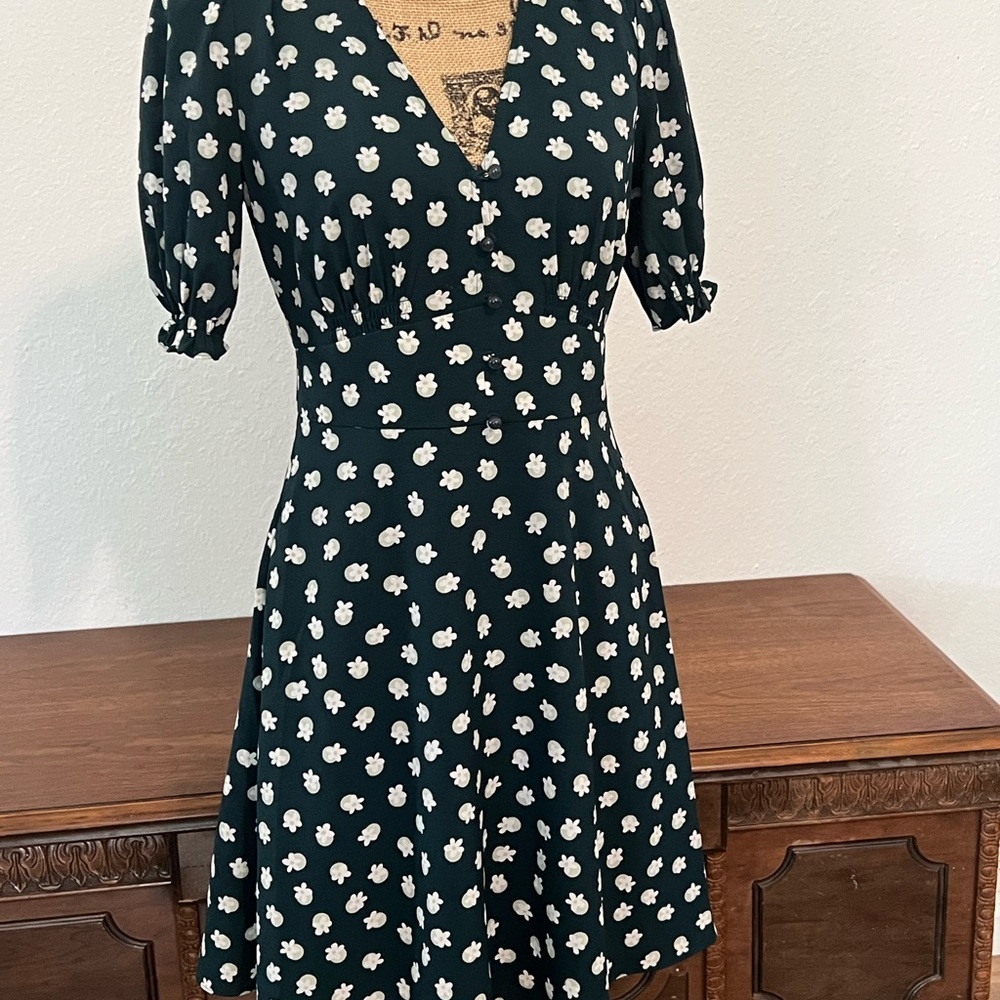 Kate Spade Green Puff Sleeve Mini Dress - Picture 2 of 6